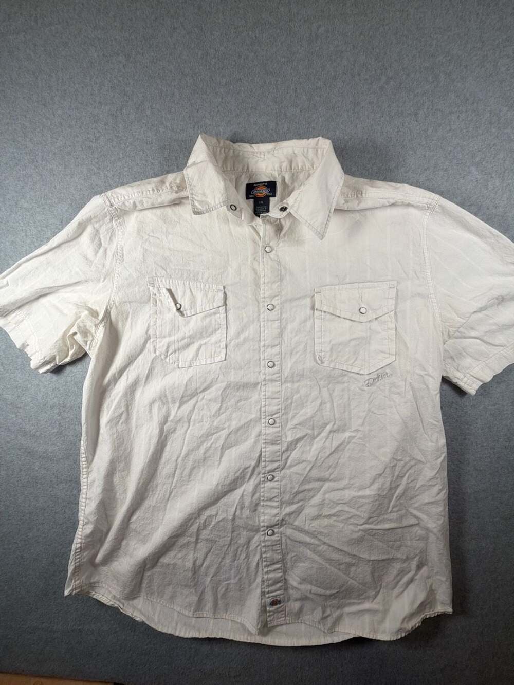 Dickies Men's 2XL White Western Pearl Snap Short Sleeve Textured Shirt